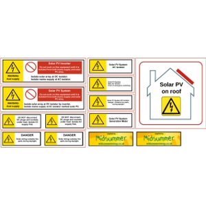 Stickers Multiple Supplies Warning Labels for Consumer Units with Solar and Battery